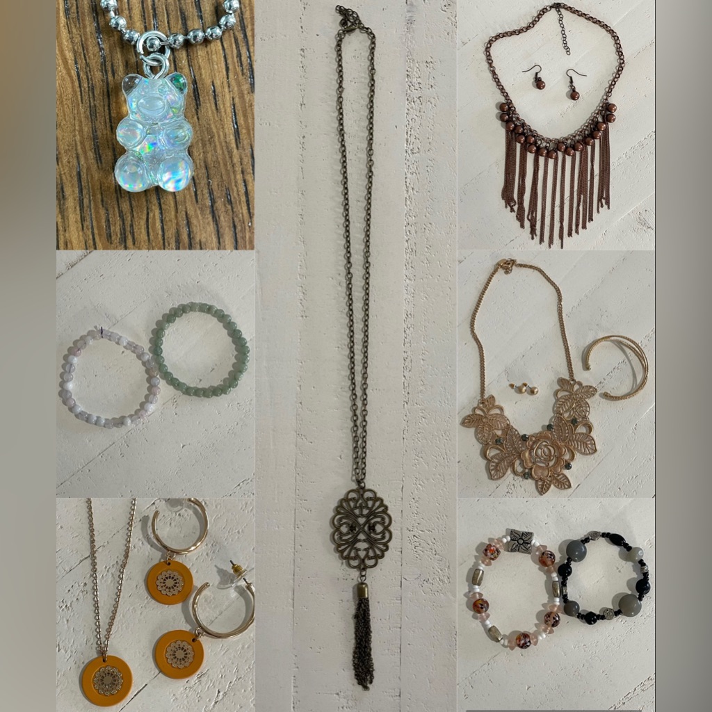 13 Piece Jewelry Lot Incgummy Bear Necklace Earrings Bracelets  More